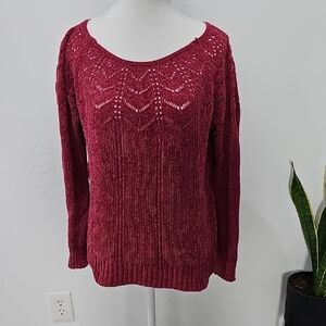 Maurices Pink Sweater with Scoop Neck and Long Sleeves